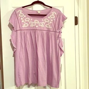 Caslon Lilac sleeveless flutter top